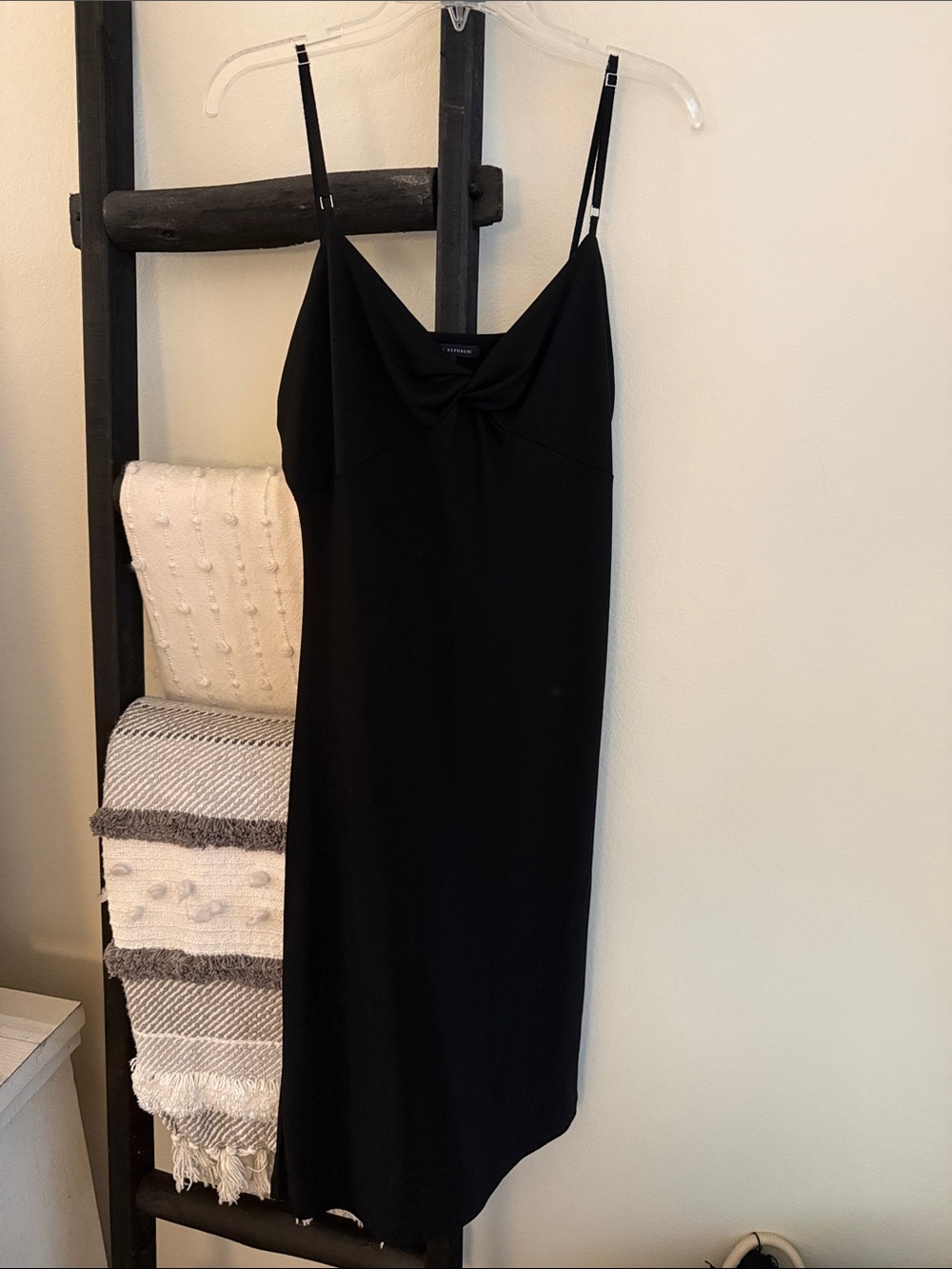 Banana Republic Black Slip Midi Dress with Spaghetti Straps